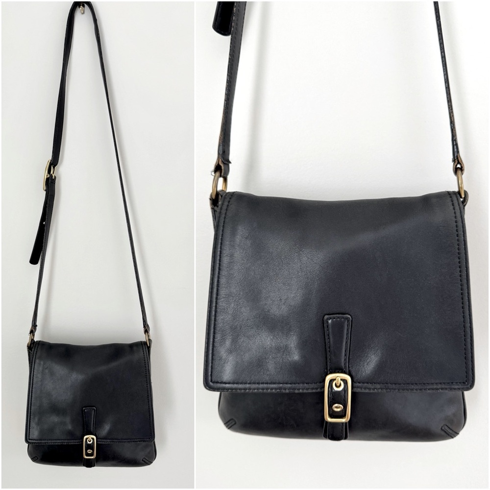 COACH 9592 Vintage Leather Legacy Slim Flap Crossbody Bag Black